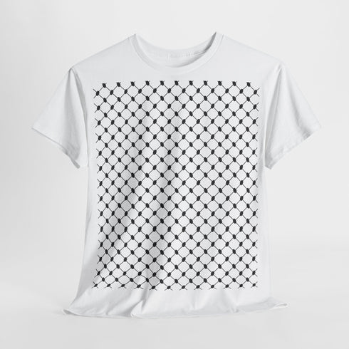 Keffiyeh Pattern Heavy Cotton Tee - Modern Mesh Design Streetwear T-Shirt